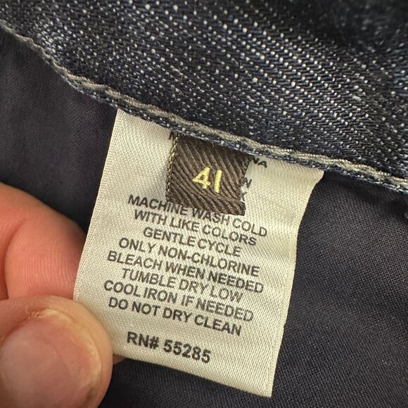 Express Women’s Dark Wash Jeans Ripped Distressed Hem Bootcut Size 41 Stretch De - Picture 5 of 8